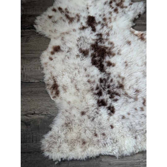 Fluffy cloud sheepskin rug CSA16 oeko tex 41x25 white brown spotted