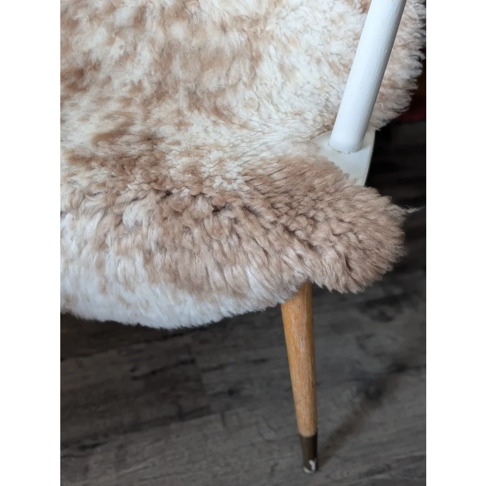 38x24 fluffy cloud sheepskin rug on white chair, oeko tex cozy cover