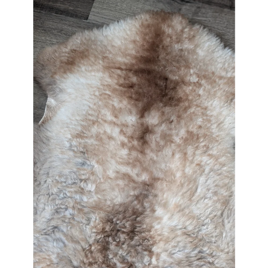 41x26 fluffy cloud Oeko Tex sheepskin rug, soft curly cream brown plush