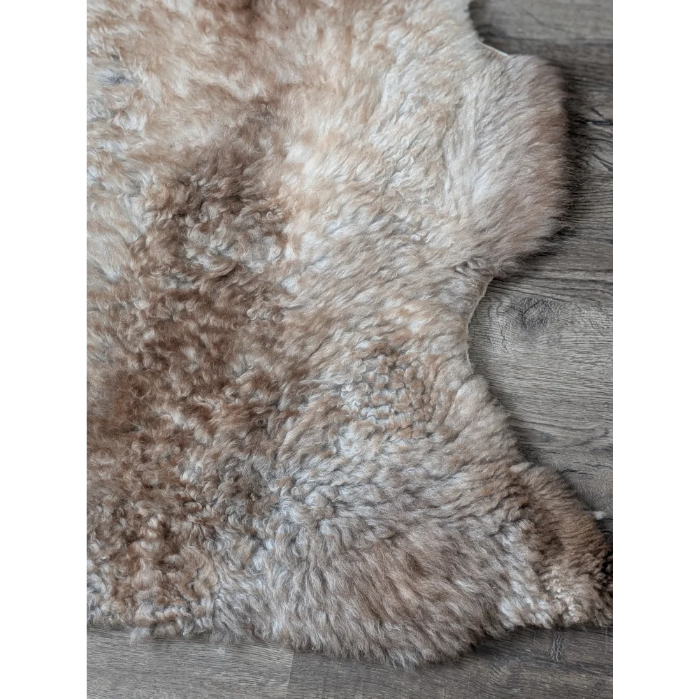 41x26 fluffy cloud Oeko Tex sheepskin rug in cream brown tones