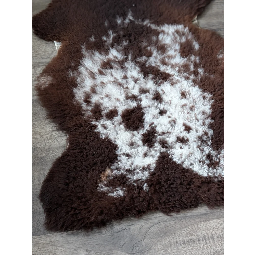43x26.5 fluffy cloud oeko tex sheepskin rug in natural brown white curls