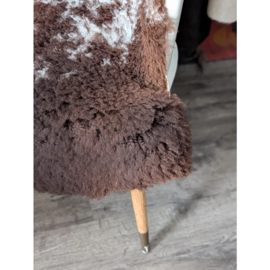 Fluffy cloud oeko tex sheepskin vest in natural brown white colors