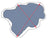 Blue irregular sticker with white border and red lines on dark green aqua merino sheepskin arriving soon product