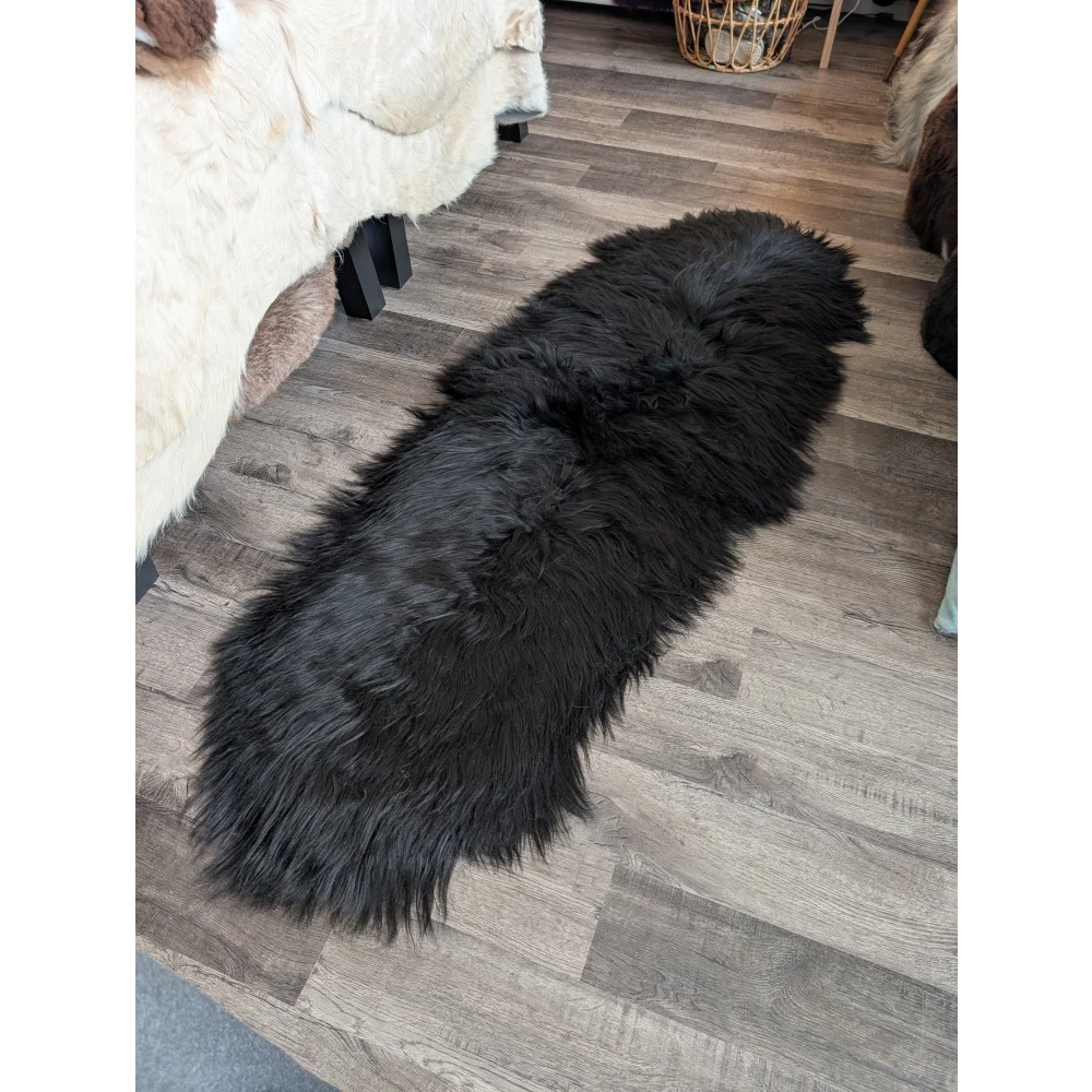 DBLBLK#1 80" x 30" Double Icelandic Sheepskin Natural Black
