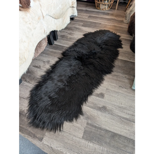 DBLBLK#1 80" x 30" Double Icelandic Sheepskin Natural Black