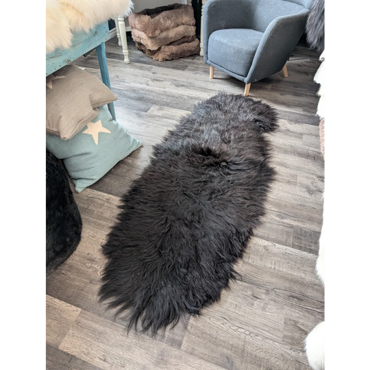 DBLBLK#2 82" x 32" Double Icelandic Sheepskin Natural Black