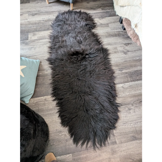DBLBLK#2 82" x 32" Double Icelandic Sheepskin Natural Black