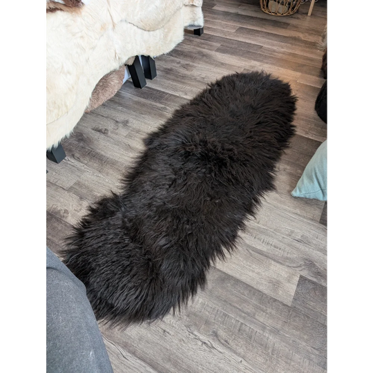 DBLBLK#2 82" x 32" Double Icelandic Sheepskin Natural Black