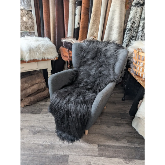DBLBLK#3 83" x 31" Double Icelandic Sheepskin Natural Black