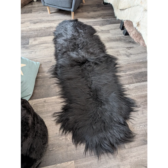 DBLBLK#3 83" x 31" Double Icelandic Sheepskin Natural Black