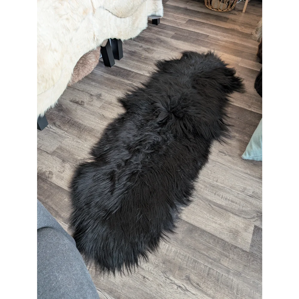 DBLBLK#3 83" x 31" Double Icelandic Sheepskin Natural Black