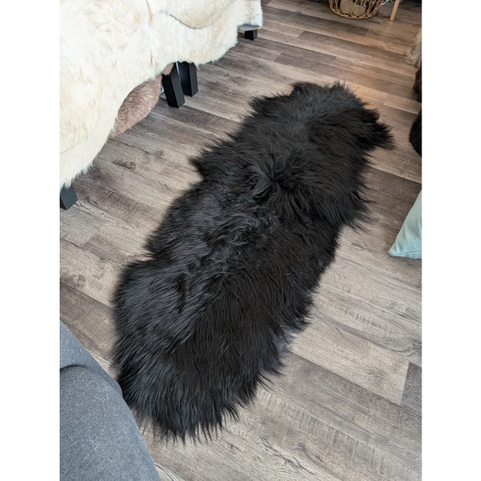 DBLBLK#3 83" x 31" Double Icelandic Sheepskin Natural Black