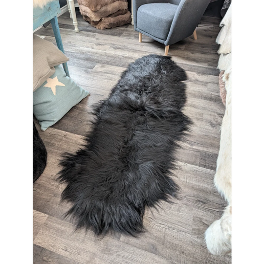 DBLBLK#3 83" x 31" Double Icelandic Sheepskin Natural Black