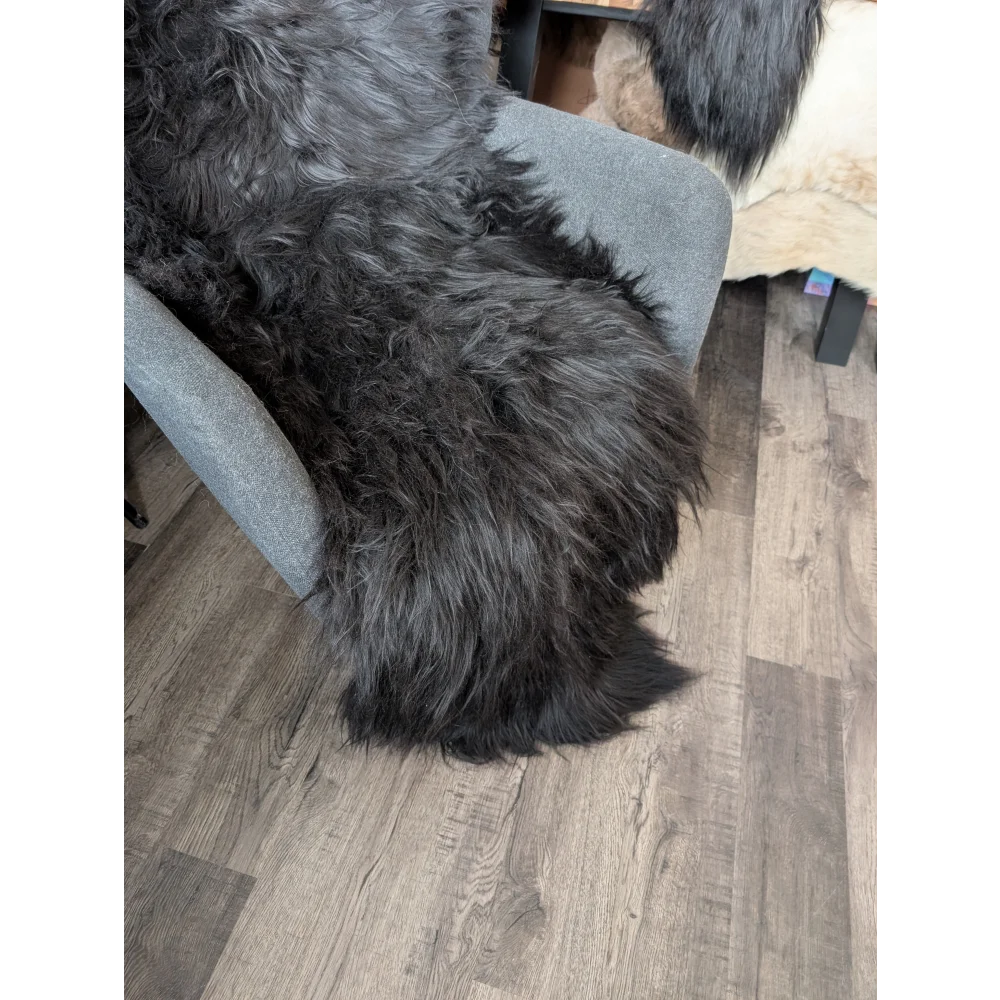 DBLBLK#4 87" x 33" Double Icelandic Sheepskin Natural Black
