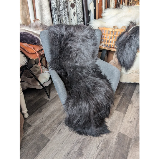 DBLBLK#4 87" x 33" Double Icelandic Sheepskin Natural Black