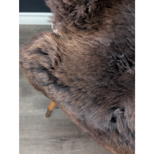 Gorgeous 44x32 fluffy rare British sheepskin rug with curly texture