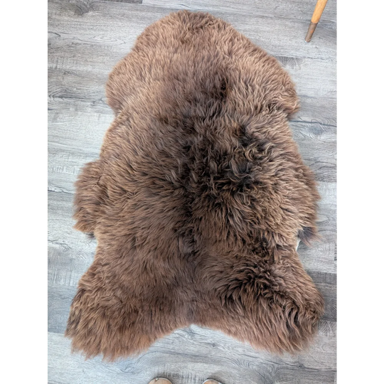 Gorgeous fluffy rare British sheepskin rug, 48x32 plush brown fur