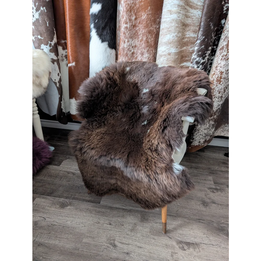 Gorgeous 44x35 fluffy rare British sheepskin rug with soft fur edges