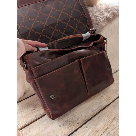 Leather Shoulder Laptop Bag Gent - GW117