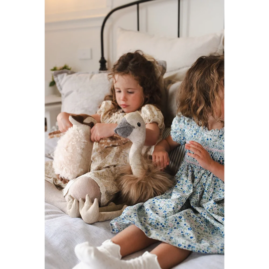 Angus Oliver white sheepskin swan toy plush emu Eddie