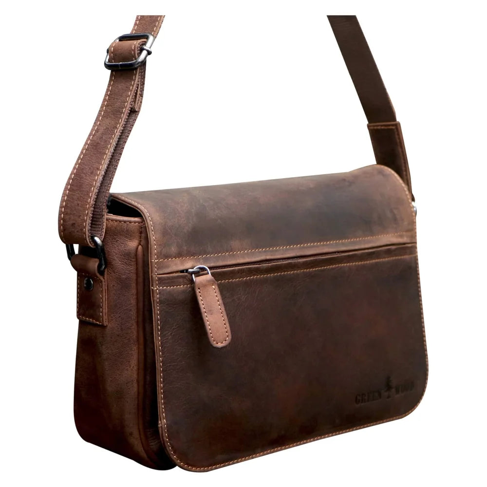 Ema leather bag womens brown leather shoulder bag with worn finish