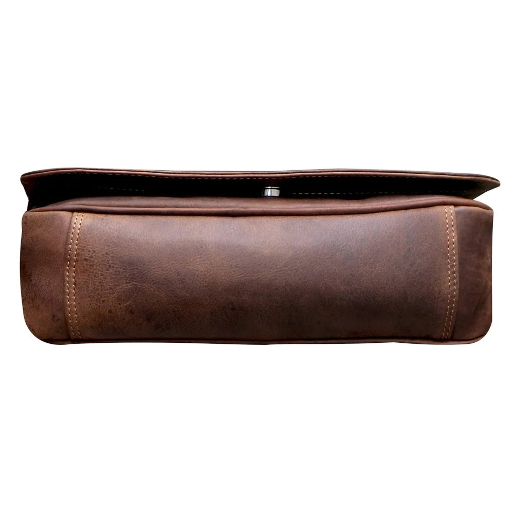 Ema leather bag womens brown leather shoulder bag with stitching clasp