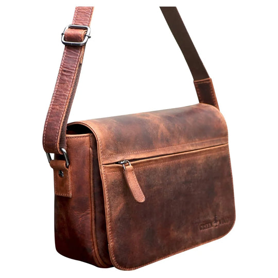 Ema leather bag womens brown leather shoulder bag with worn finish