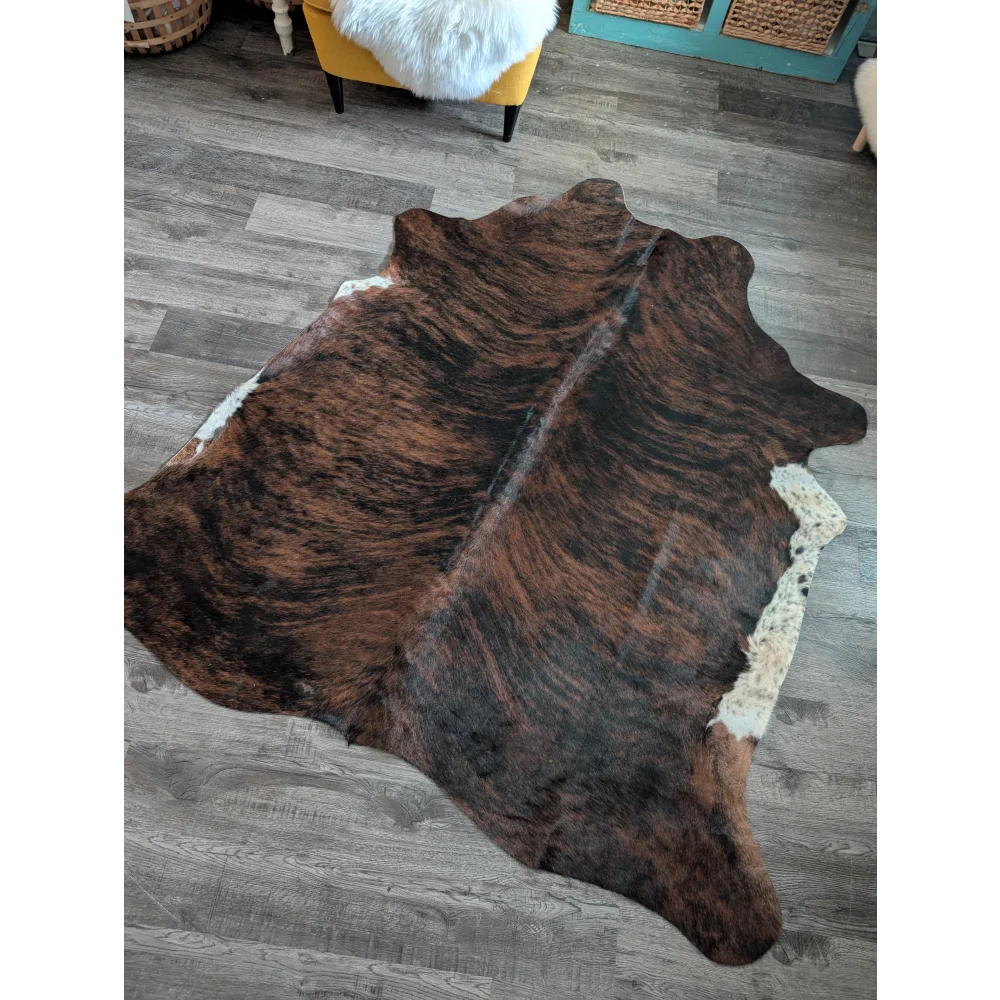 Brown and white large cowhide rug es01 72 x 69 with natural fur texture perfect for beautiful rugs decor
