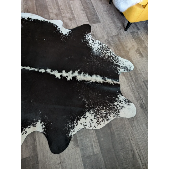 Large cowhide rug es03 73 x 63 black and white beautiful natural fur texture perfect for stylish rooms