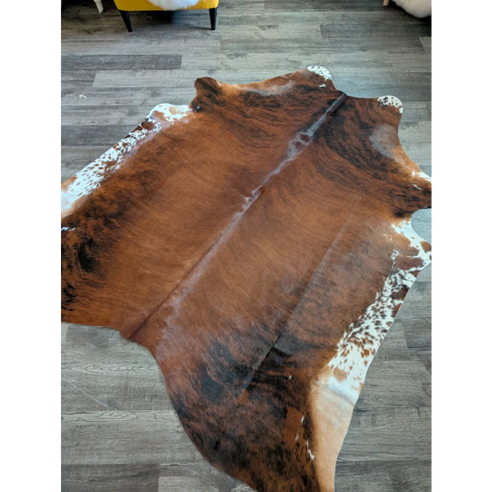 Large cowhide rug es12 77 by 70 inches with beautiful brown and white natural irregular patterns perfect for home decor