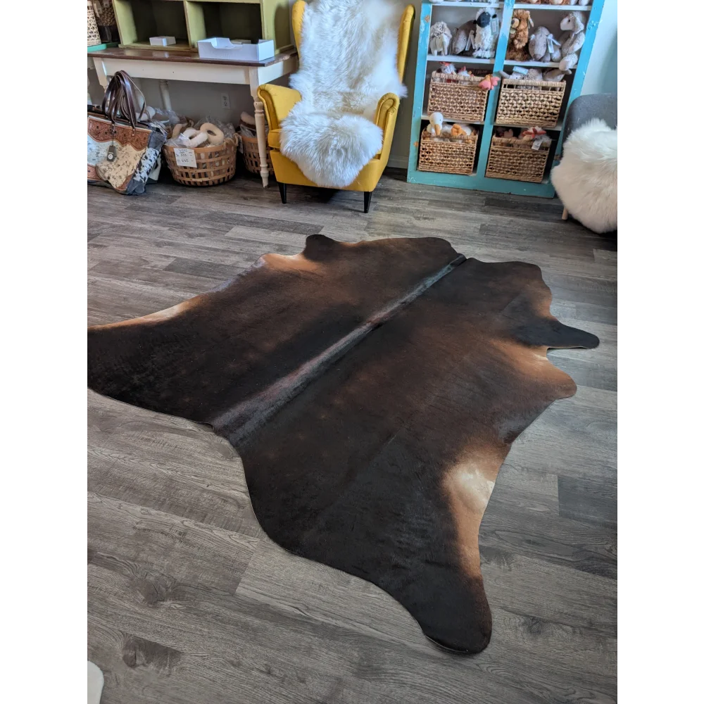 Natural brown and black large cowhide rug es14 with a soft textured surface perfect for beautiful rugs decor