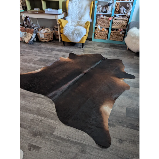Natural brown and black large cowhide rug es14 with a soft textured surface perfect for beautiful rugs decor