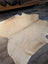 Natural tan large cowhide rug with unique characteristics soft textured surface and irregular edges es717 73 x 73