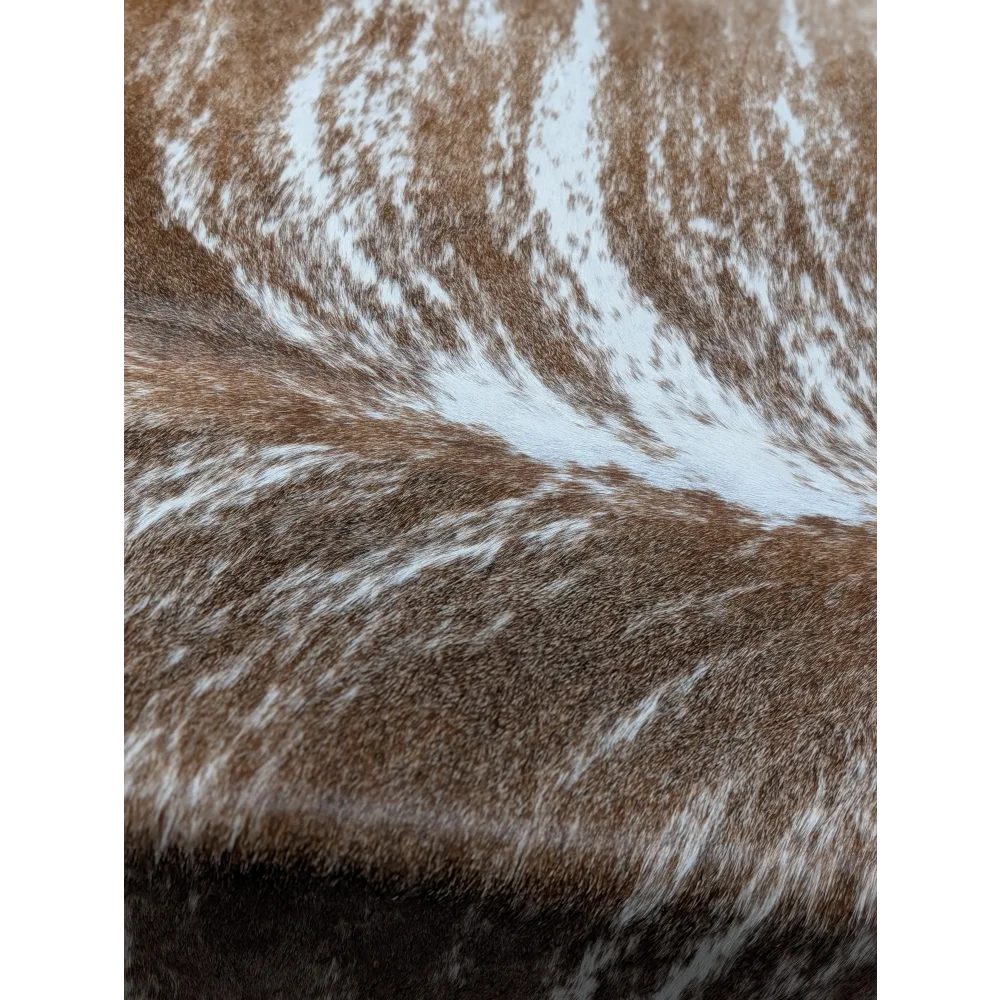 Extra large cowhide rug, brown and white textured blanket, 102x91 inches