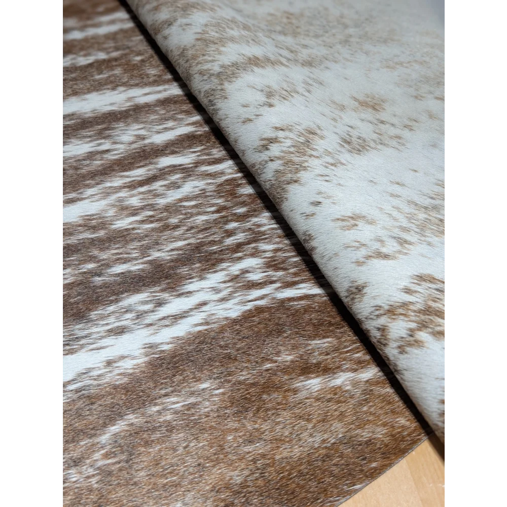 Extra large cowhide rug with brown and white patches, 102’’ x 91