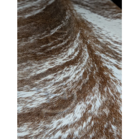 Extra large cowhide rug, 102x91 brown white speckled leather texture