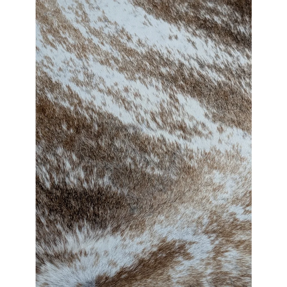 Extra large cowhide rug, brown and white natural texture, 102x91 inches