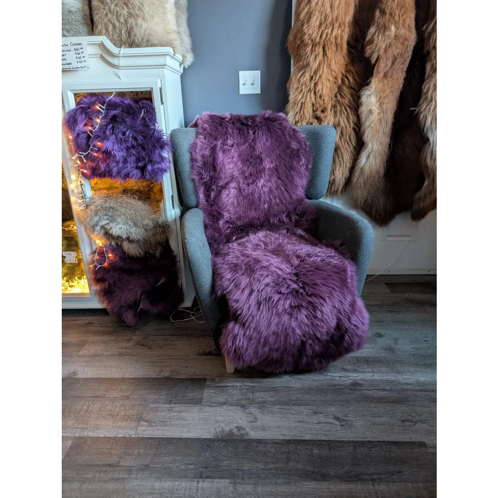 Plum purple double sheepskin rug, gorgeous merino sheepskins, eco friendly