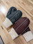 Fabulous sheepskin kids mittens in black and maroon leather with white fleece cuffs