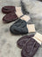 Fabulous sheepskin kids mittens in burgundy leather with cream cuffs