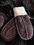 Fabulous sheepskin kids mittens in brown leather with white stitching