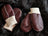 Fabulous sheepskin kids mittens in brown leather with cream lining for warmth
