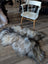 A plush fall#4 58 x 40 massive icelandic sheepskin rug with natural grey and white long wool icelandic fur