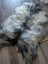 A plush fall4 58 x 40 inch massive icelandic natural grey sheepskin rug with long wool icelandic colors white gray and black