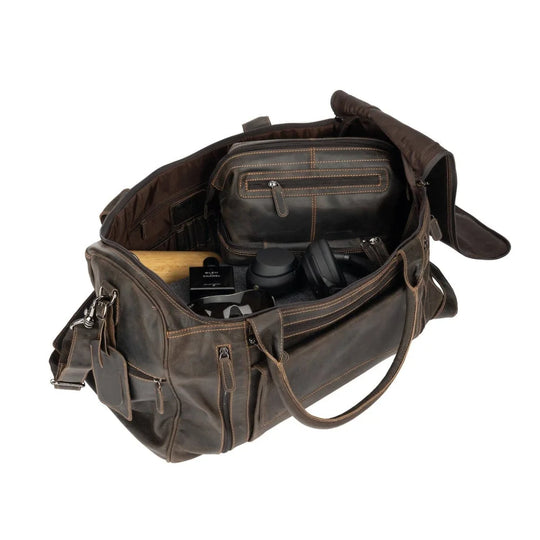 Large Leather Weekender Bag - Casual Vintage Look
