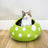 A lime green felt wool cat cave with white polka dots perfect as an eco kitty cave by friendsheep eco kitty