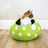 A lime green felt wool cat cave with white polka dots perfect as an eco kitty cave by friendsheep eco kitty