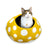 Yellow gold mushroom eco kitty cave made of felt wool with white polka dots friendsheep eco kitty bed