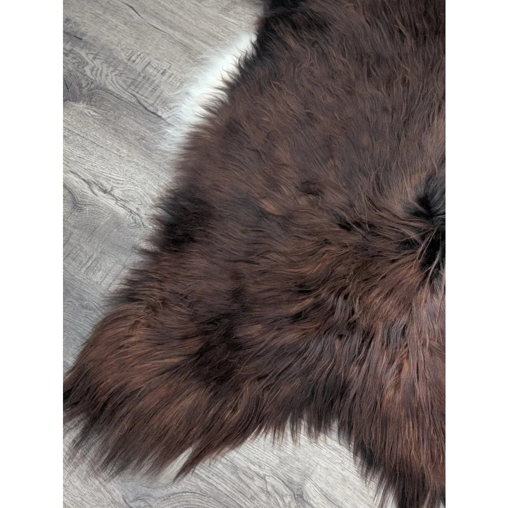 Gorgeous 56x33 Icelandic sheepskin rug by Angus Oliver, plush brown fur