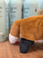 A plush orange white and black fox stuffed animal perfect as a cozy dachshund toy or cute companion